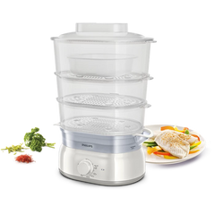 Philips Daily Collection Food Steamer 900W with 3-Tier Baskets, Egg Rack & Rice Bowl (HD9125/90)
