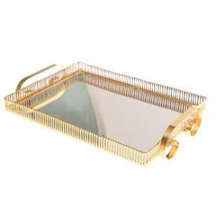 Golden Iron & Glass Rectangular Tray – Y805B