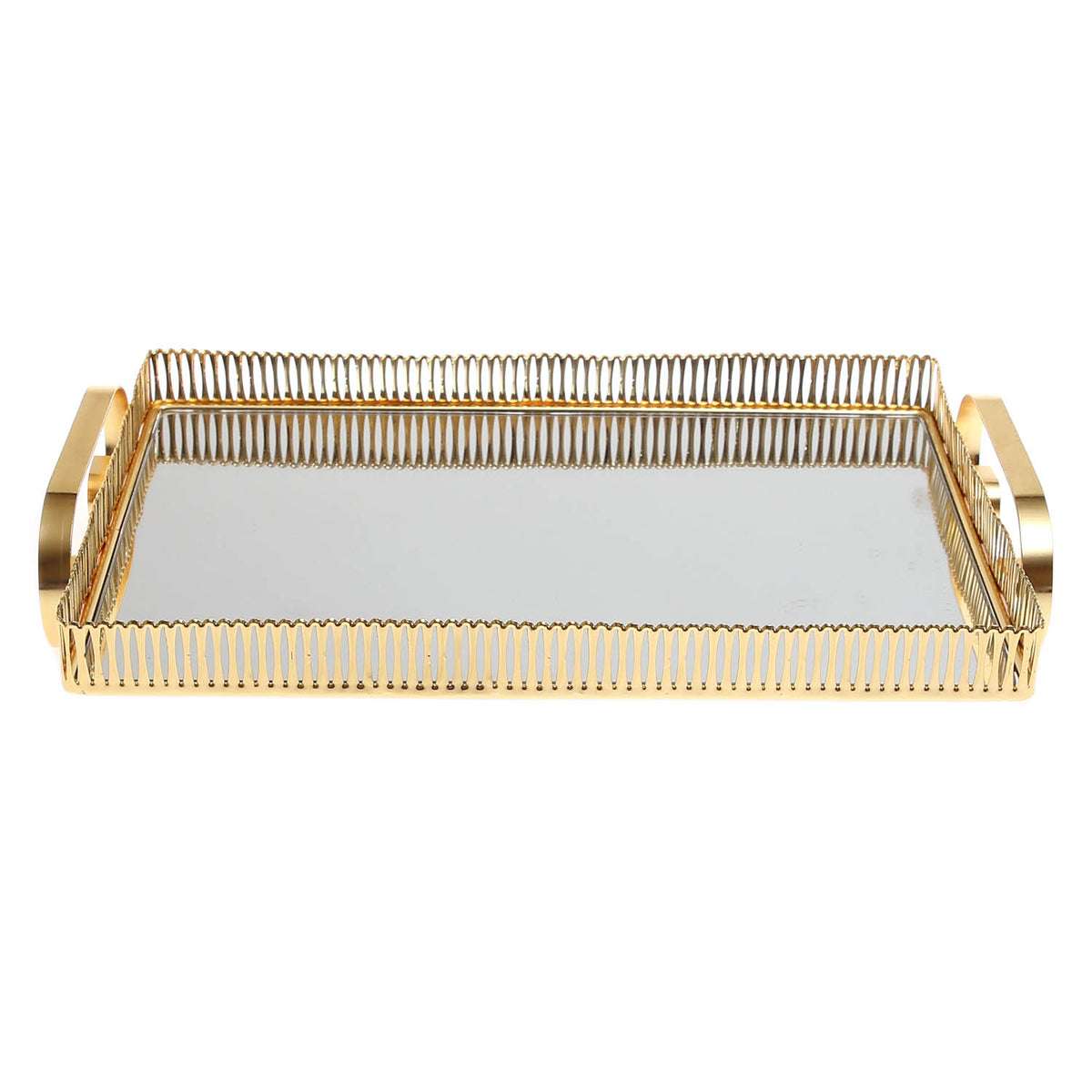 Golden Iron & Glass Rectangular Tray – Y805B