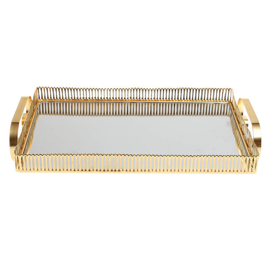 Golden Iron & Glass Rectangular Tray – Y805B