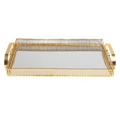 Golden Iron & Glass Rectangular Tray – Y805B