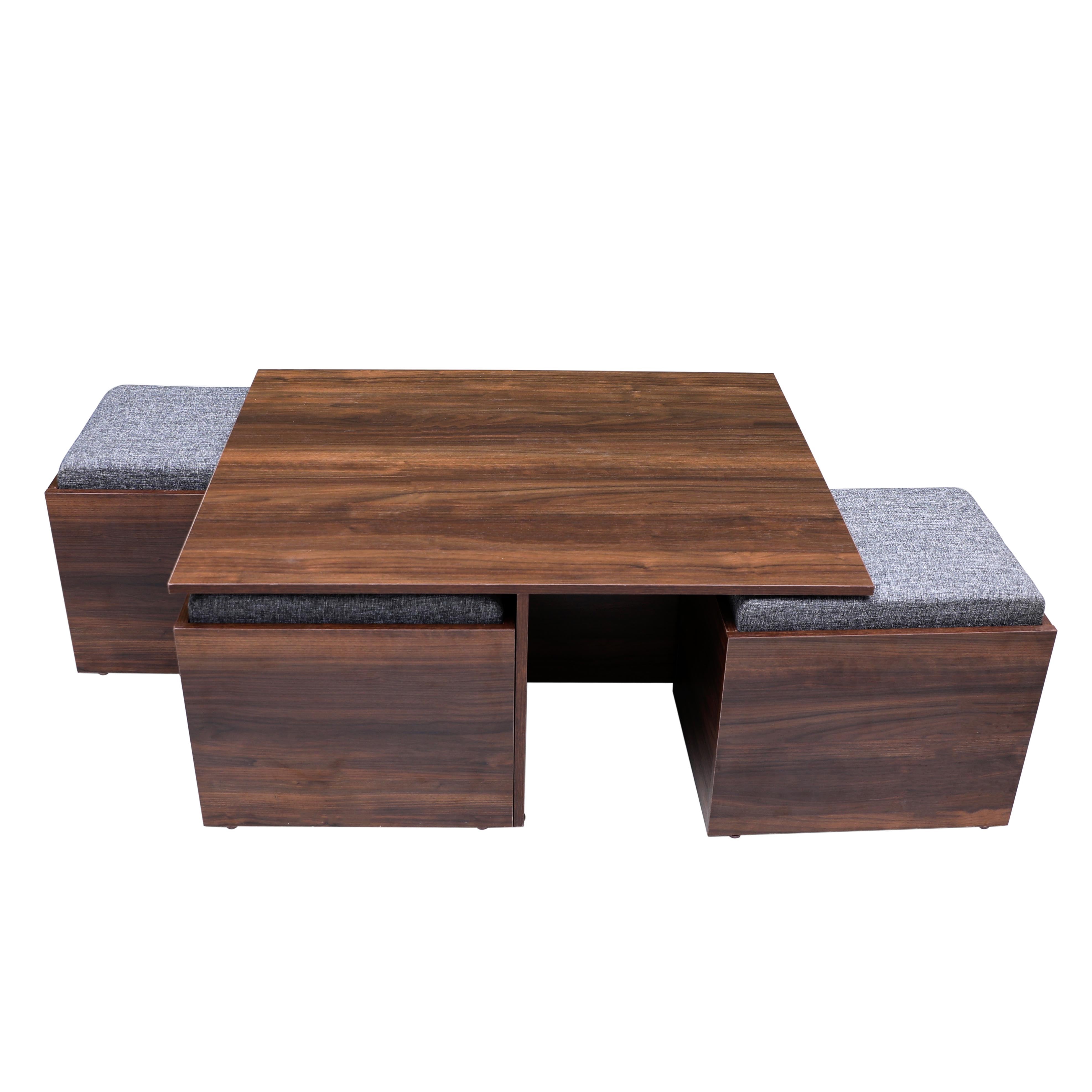 Demon Coffee Table (Wooden Top) with 04 Puffy