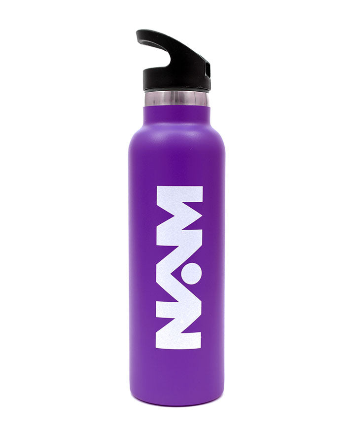 Straw Lid Bottle Metal Purple 600 ML