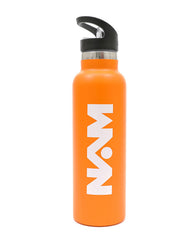 Straw Lid Bottle Metal Orange 600 ML