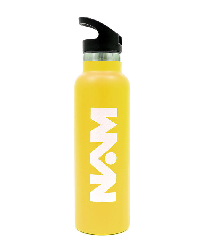 Straw Lid Bottle Metal Yellow 600 ML