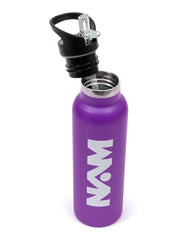 Straw Lid Bottle Metal Purple 600 ML