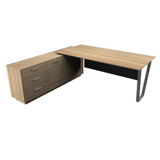 Office Furniture - Executive Table with Side Rack - LAZO SERIES - Habitt