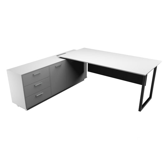 Office Furniture - Executive Table with Side Rack - PLEIN SERIES - Habitt