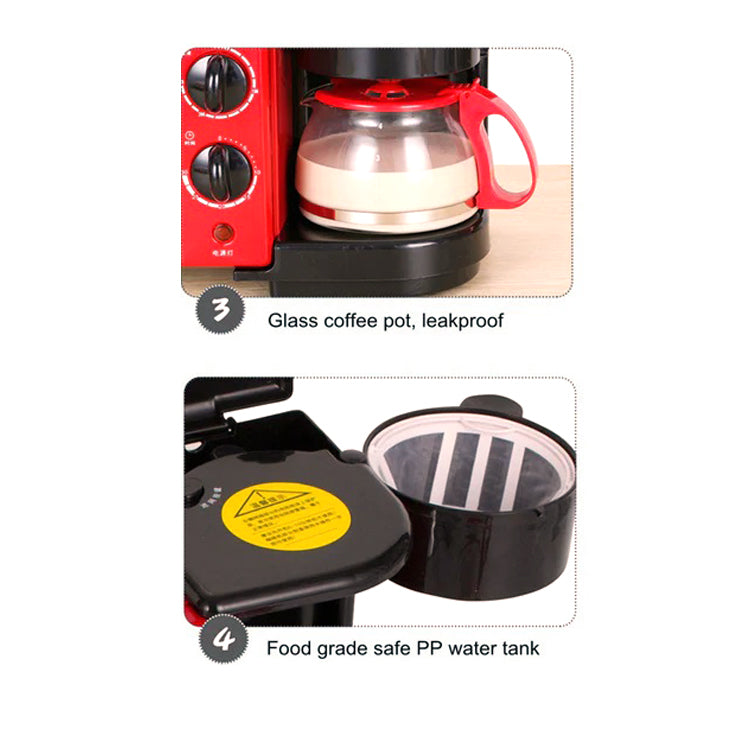 3 in1 Breakfast Maker.SF5605 Multifunctional Red (Pan+Oven+Coffee) - Sanford