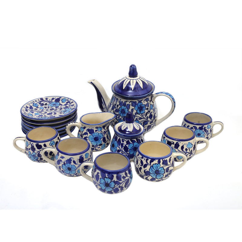 15psc Tea set Ceramic.Multi Blue Potte 1 - Habitt