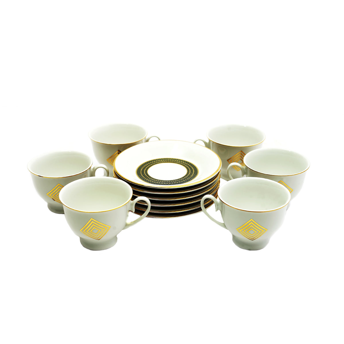 12Pcs Cup & Saucer (Arch Geo Dark )