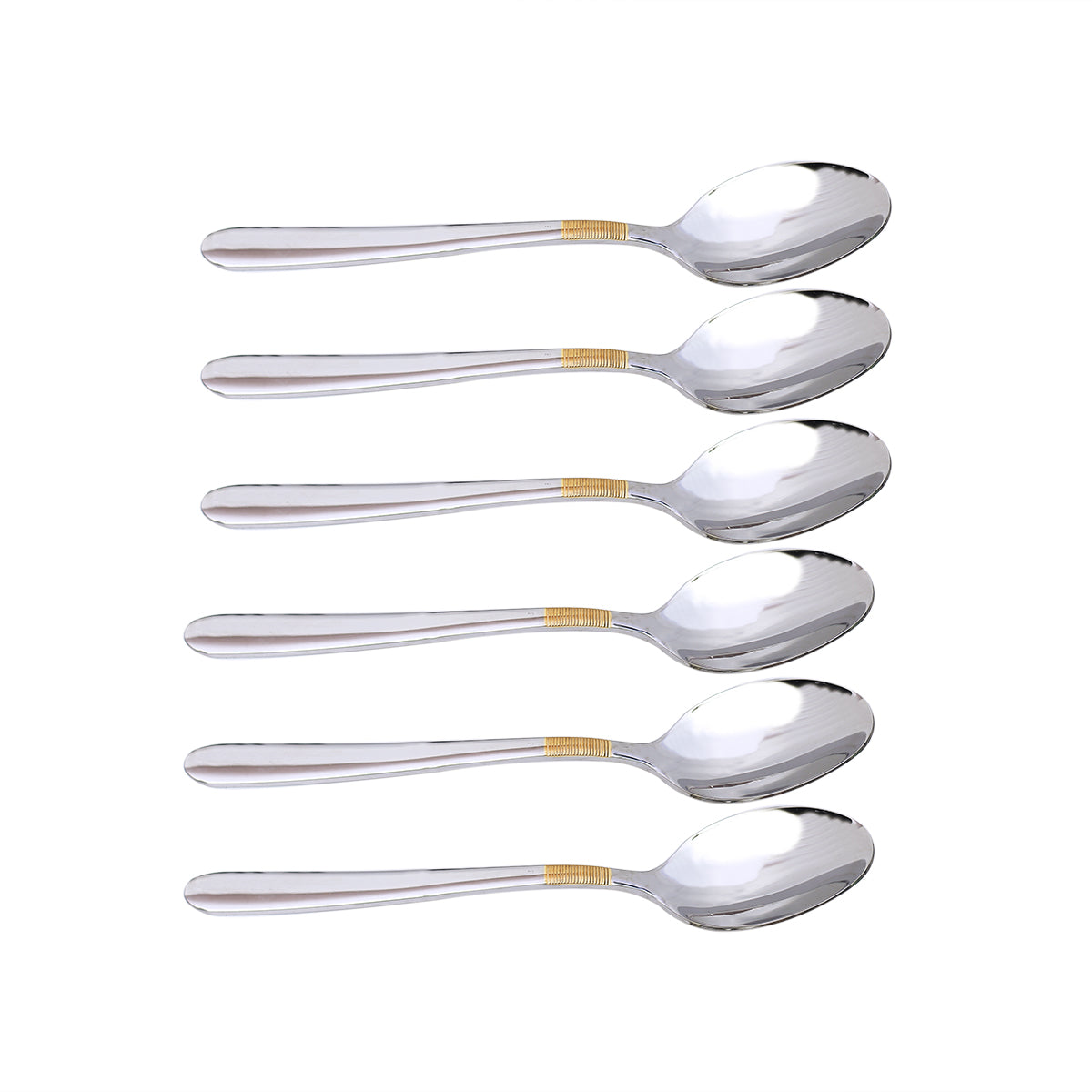 Table Spoon Set - 6 Pcs - Gold Lining