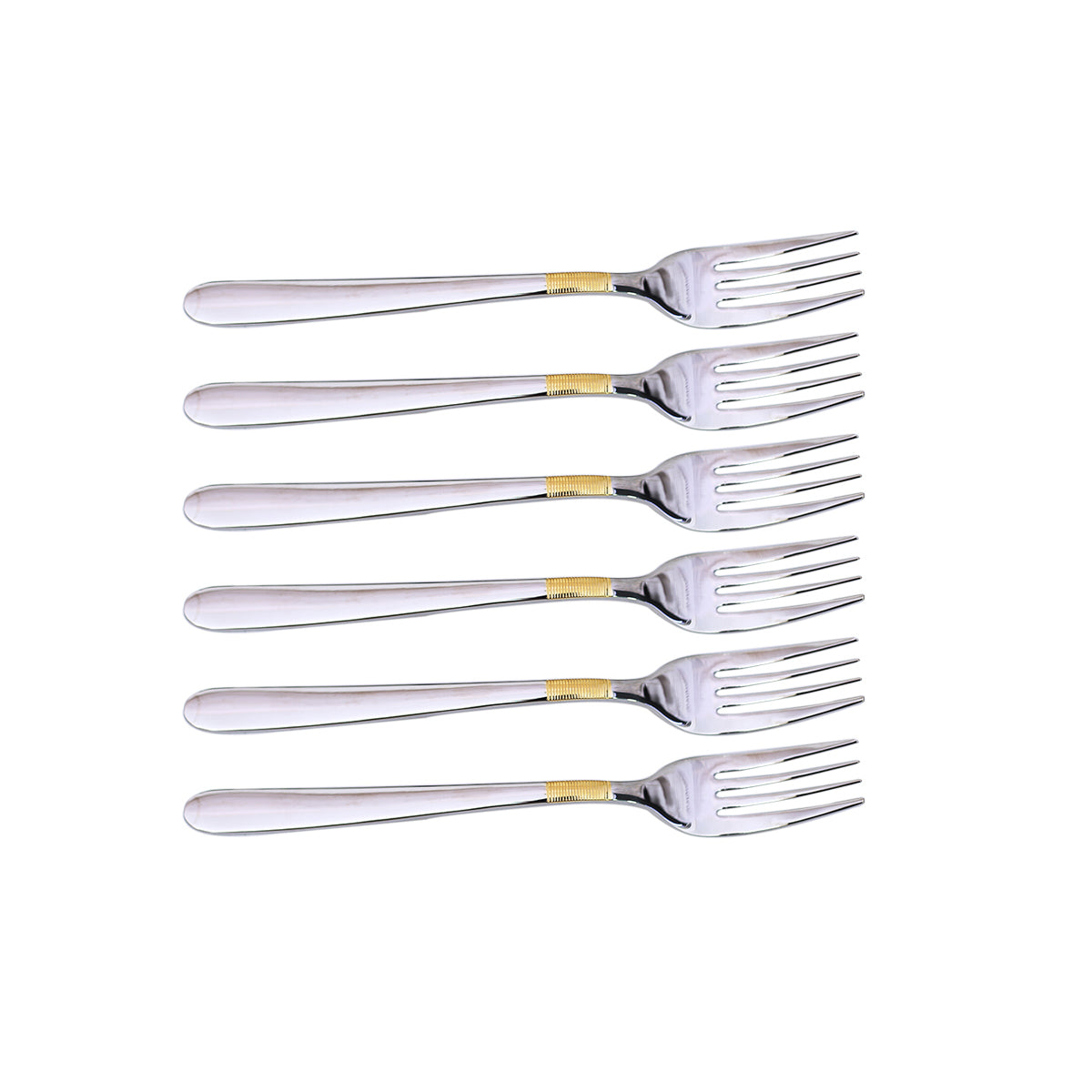 Table Fork Set - 6 Pcs - Gold Lining