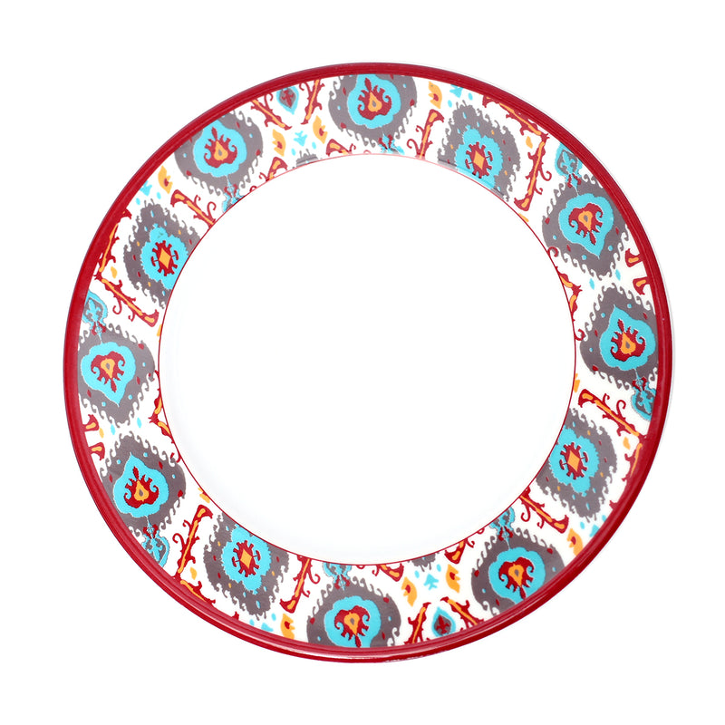 Scarlet-Ikkat Melamine Deep Plate - Habitt