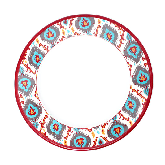 Scarlet-Ikkat Melamine Deep Plate - Habitt