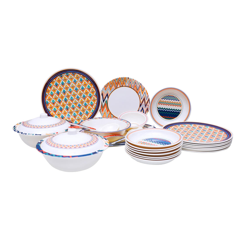43PCS 8 Person Dinner Set Coloured Chevron - Habitt