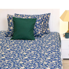 Dijou Floral Double Bed Sheet 96x102Blue