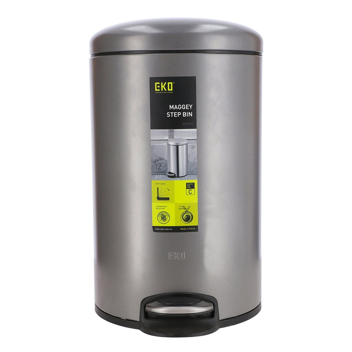 Dust Bin Grey 12 Ltr EK9213TG