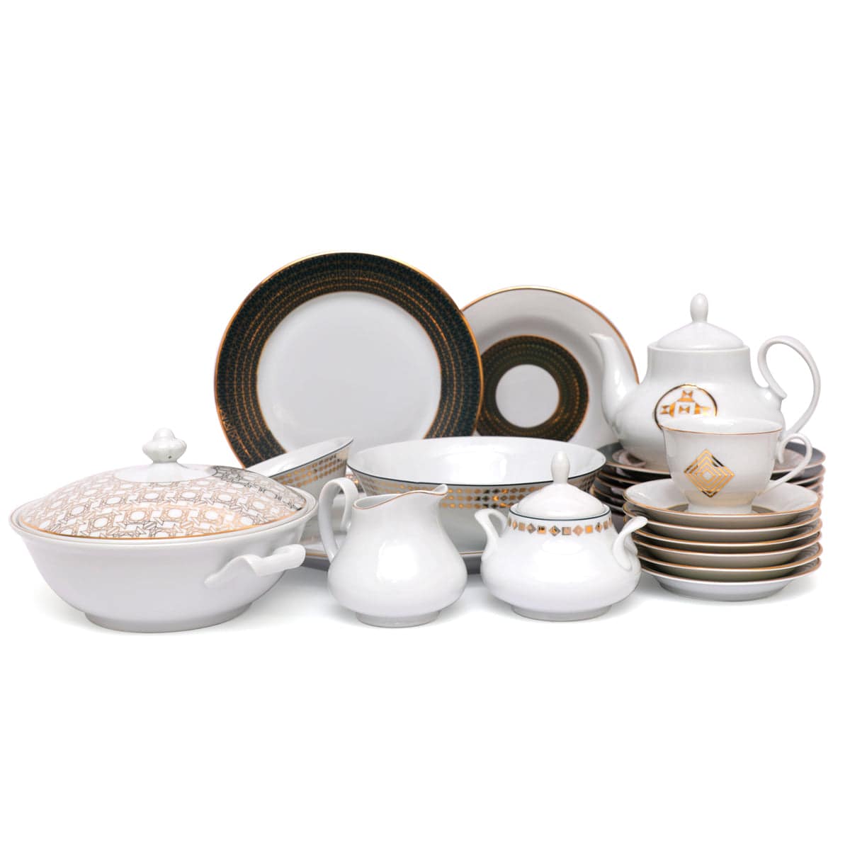 45Pcs Dinner Set (Arch Geo Dark )