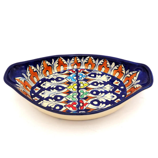 Platter Ceramic Blue White 26724 - Habitt