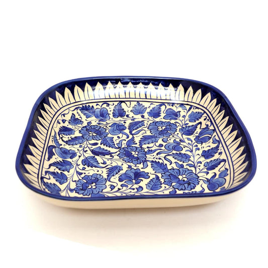 Platter Ceramic Blue White A275 - Habitt
