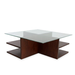 Bernard Center Table (Glass Top) with two Poufs